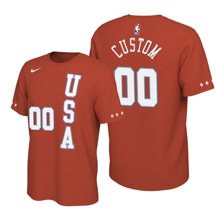 USA Team Custom Orange 2020 NBA Rising Star #00 T-shirt USA Team Custom Orange 2020 NBA Rising Star #00 T-shirt