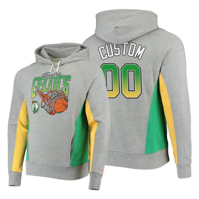 Custom Boston Celtics #00 Fire Shoot Gray Hoodie Custom Boston Celtics #00 Fire Shoot Gray Hoodie