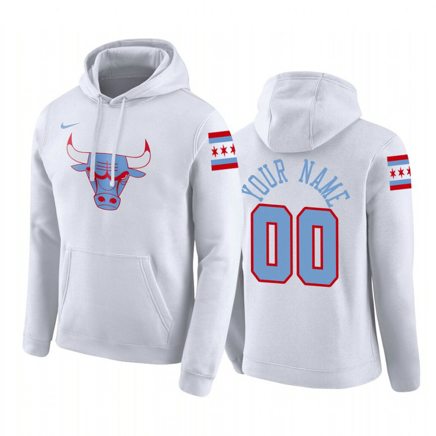 Chicago Bulls Custom #00 Pullover White City Hoodie
