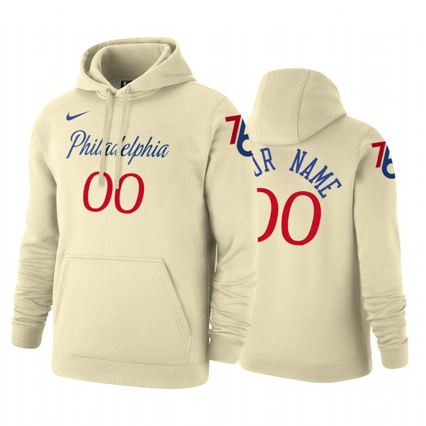 Custom #00 Philadelphia 76ers 2019-20 City Cream Pullover Hoodie Custom #00 Philadelphia 76ers 2019-20 City Cream Pullover Hoodie
