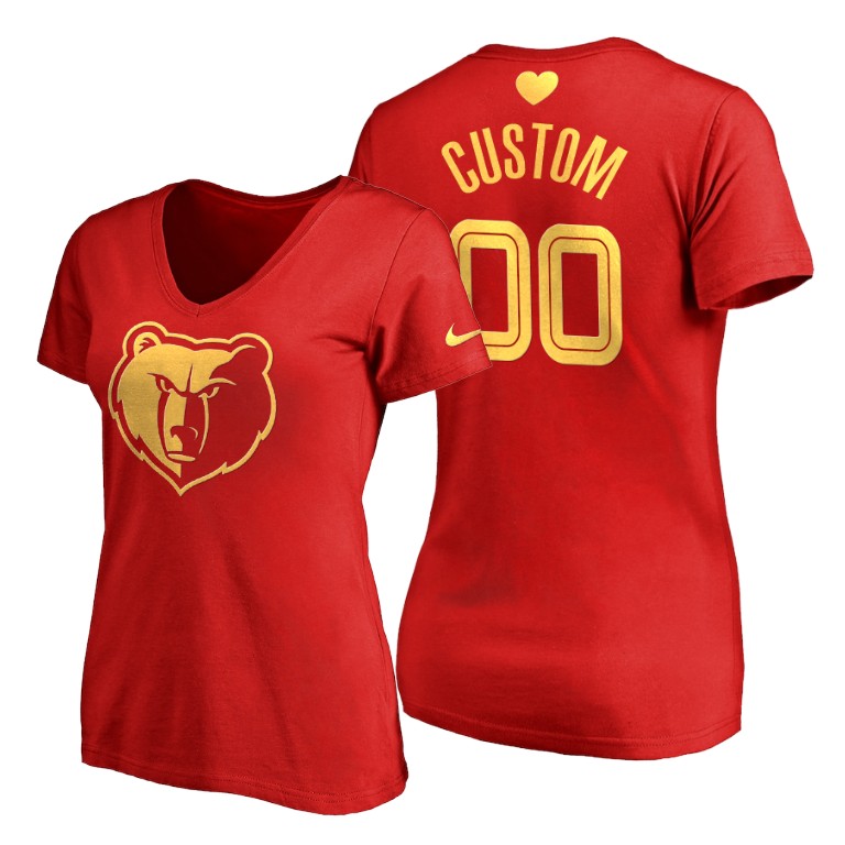 Custom #00 Grizzlies 2020 Mother's Day Best Gift Women's Red T-Shirt Custom #00 Grizzlies 2020 Mother's Day Best Gift Women's Red T-Shirt