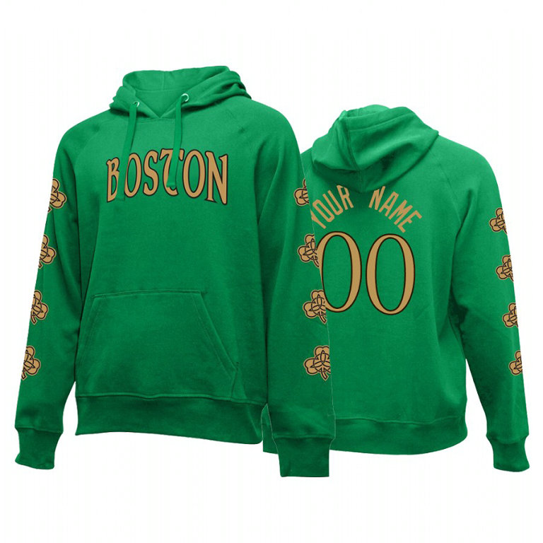 Custom #00 Boston Celtics 2019-20 City Kelly Green Logo Hoodie