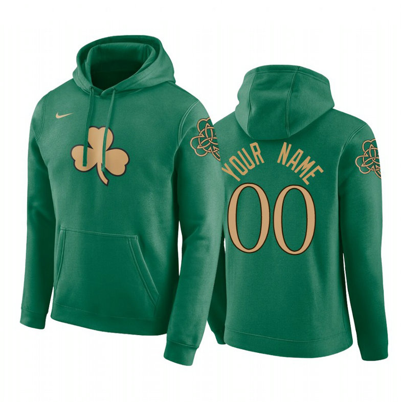 Custom #00 Boston Celtics 2019-20 City Kelly Green Pullover Hoodie