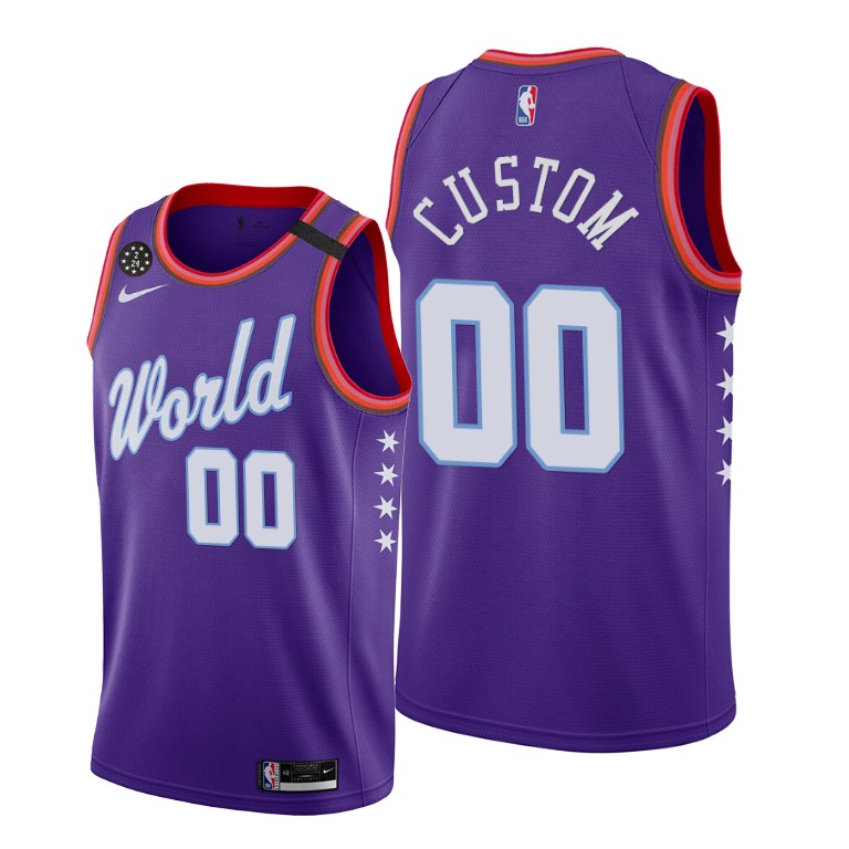 Custom World Team 2020 NBA Rising Star Jersey #00 Purple Custom World Team 2020 NBA Rising Star Jersey #00 Purple