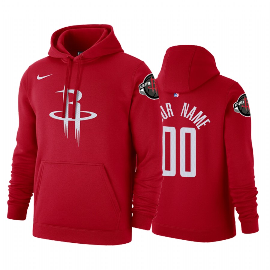 Custom #00 Houston Rockets 2019-20 Icon Red Pullover Hoodie