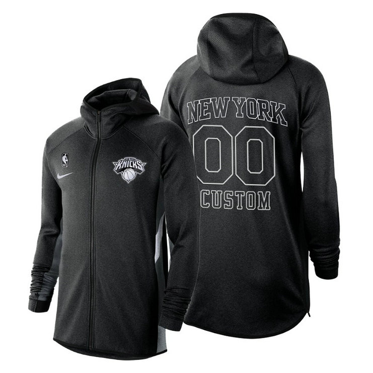 Custom #00 New York Knicks Showtime Therma Flex Black Performance Full-Zip Authentic Hoodie Custom #00 New York Knicks Showtime Therma Flex Black Performance Full-Zip Authentic Hoodie