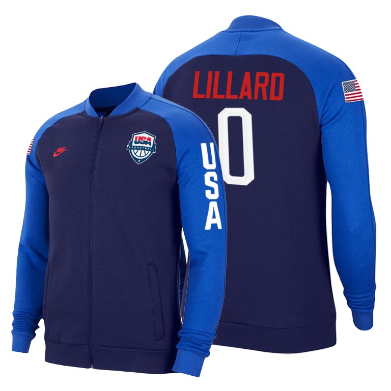 2020 Tokyo Olympics USA National Team Damian Lillard Portland Trail Blazers Navy Jacket 2020 Tokyo Olympics USA National Team Damian Lillard Portland Trail Blazers Navy Jacket