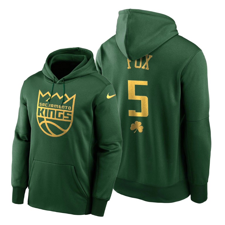 De'Aaron Fox 2020 St Paddy's Day Kings #5 Green Golden Limited Hoodie
