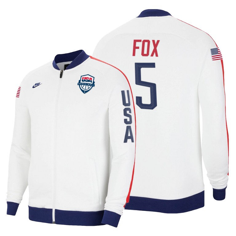 2020 Tokyo Olympics USA National Team De'Aaron Fox Sacramento Kings White Jacket