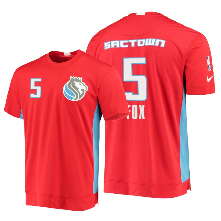 Kings De'Aaron Fox #5 Red 2020 City Edition 2.0 T-Shirt Kings De'Aaron Fox #5 Red 2020 City Edition 2.0 T-Shirt