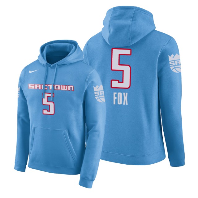 Sacramento Kings De'Aaron Fox #5 Blue 2018 City Edition Hoodie