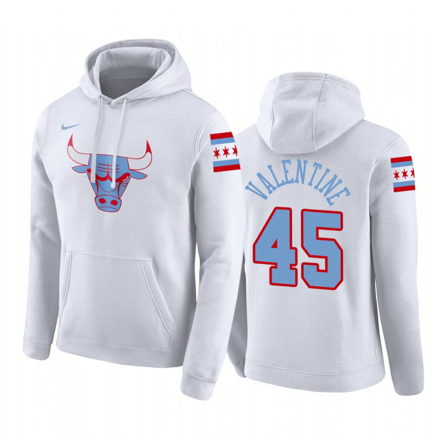 Chicago Bulls Denzel Valentine #45 Pullover White City Hoodie Chicago Bulls Denzel Valentine #45 Pullover White City Hoodie