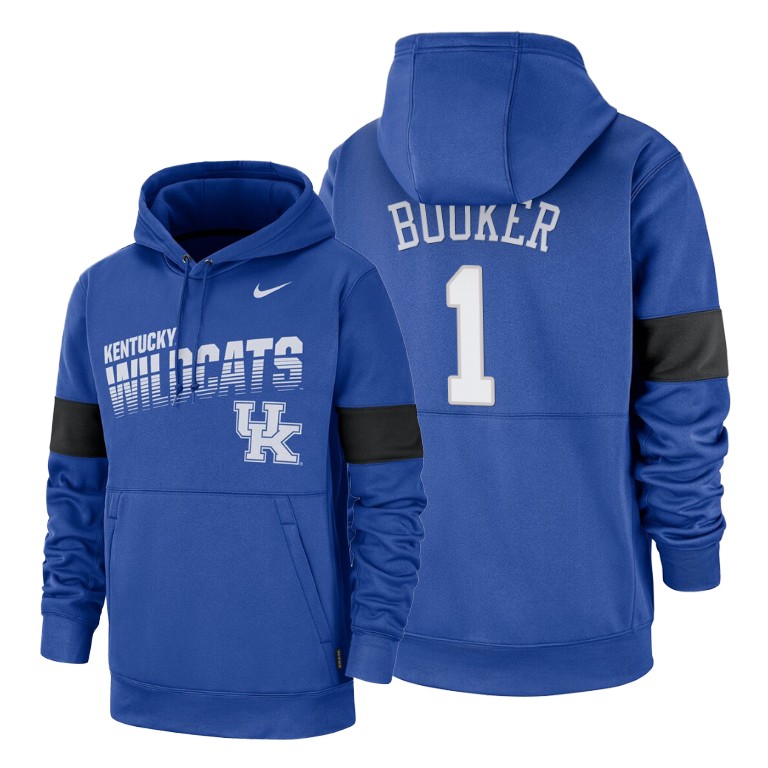 Devin Booker #1 Kentucky Wildcats 2019 Sideline Therma-FIT Royal Pullover Hoodie Devin Booker #1 Kentucky Wildcats 2019 Sideline Therma-FIT Royal Pullover Hoodie