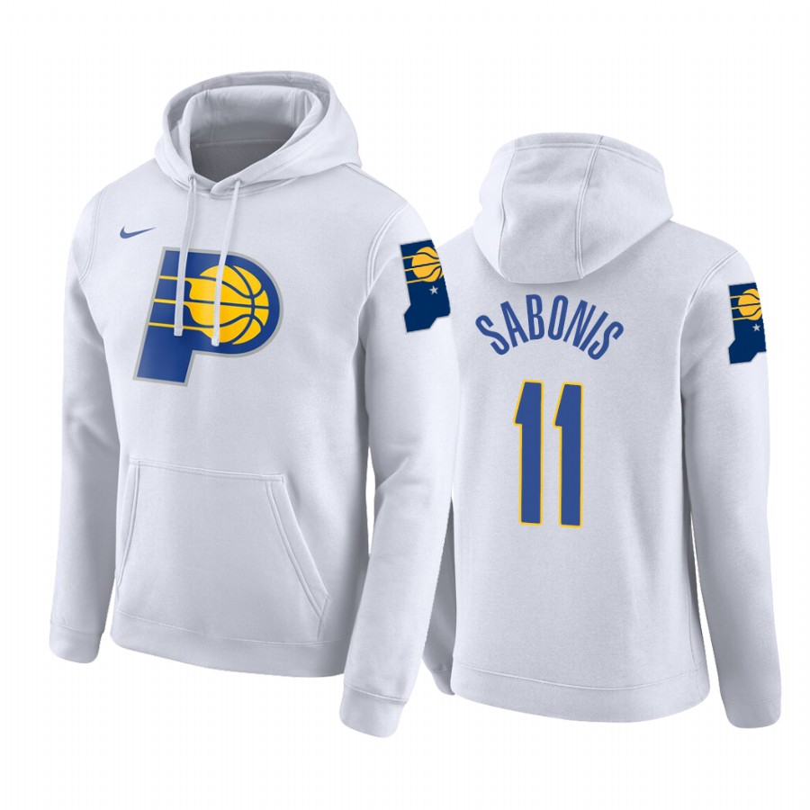 Domantas Sabonis #11 Indiana Pacers 2019-20 City White Pullover Hoodie