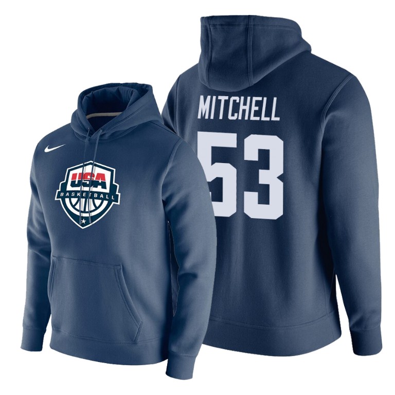 Team USA Donovan Mitchell #53 Basketball Club Navy Hoodie