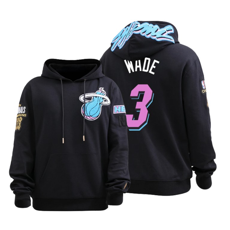 Dwyane Wade #3 Miami Heat ViceWave Black Three-time NBA Champion Hoodie Dwyane Wade #3 Miami Heat ViceWave Black Three-time NBA Champion Hoodie