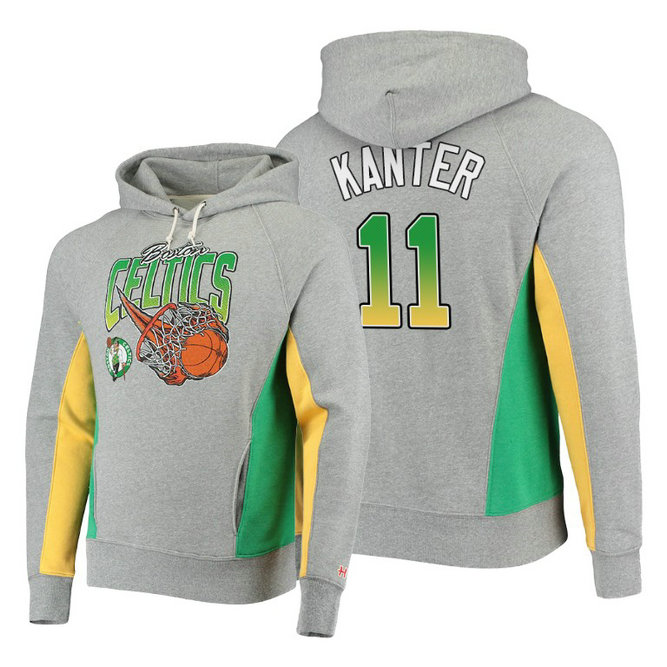 Enes Kanter Boston Celtics #11 Fire Shoot Gray Hoodie Enes Kanter Boston Celtics #11 Fire Shoot Gray Hoodie