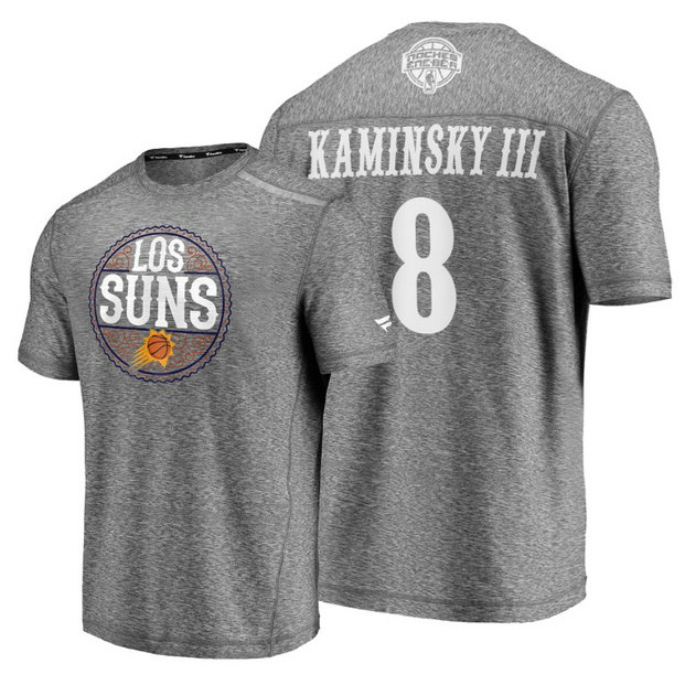 Frank Kaminsky III #8 Suns 2020 Latin Night Heritage Heathered Gray T-Shirt Frank Kaminsky III #8 Suns 2020 Latin Night Heritage Heathered Gray T-Shirt