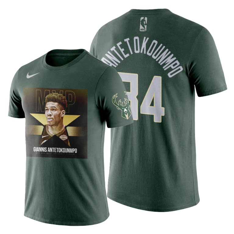 Milwaukee Bucks Giannis Antetokounmpo Green 2019 MVP T-Shirt Milwaukee Bucks Giannis Antetokounmpo Green 2019 MVP T-Shirt