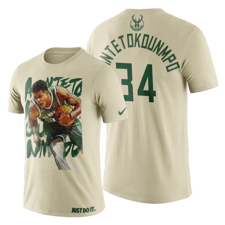 Milwaukee Bucks Giannis Antetokounmpo White 2019 MVP T-Shirt Milwaukee Bucks Giannis Antetokounmpo White 2019 MVP T-Shirt