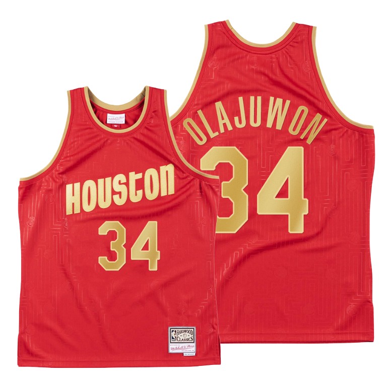 Hakeem Olajuwon 2020 CNY Houston Rockets Red Throwback Jersey Hakeem Olajuwon 2020 CNY Houston Rockets Red Throwback Jersey