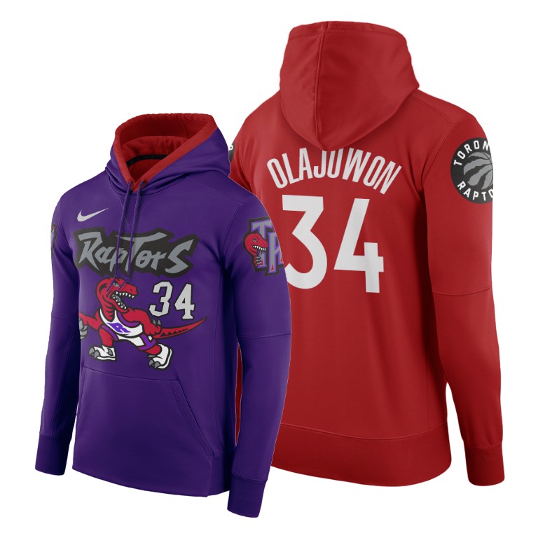 Hakeem Olajuwon Toronto Raptors 2020 Modern X Classic Red Purple Hoodie Hakeem Olajuwon Toronto Raptors 2020 Modern X Classic Red Purple Hoodie
