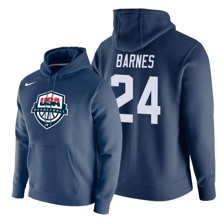 Team USA Harrison Barnes #24 Basketball Club Navy Hoodie
