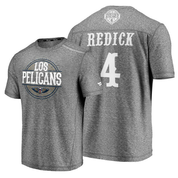 J.J. Redick #4 Pelicans 2020 Latin Night Heathered Gray T-Shirt