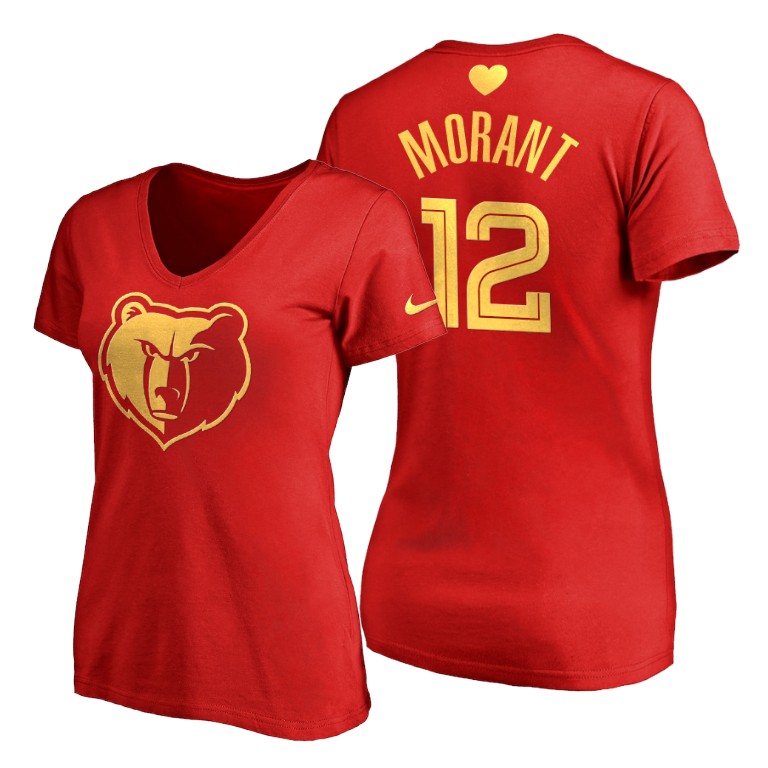 WOMEN Ja Morant #12 Grizzlies 2020 Mother's Day Best Gift Red T-Shirt