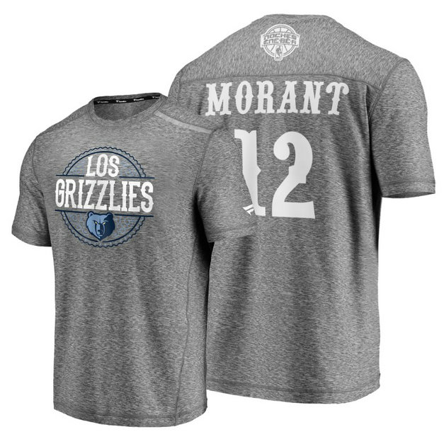 Ja Morant #12 Grizzlies 2020 Latin Night Heritage Heathered Gray T-Shirt