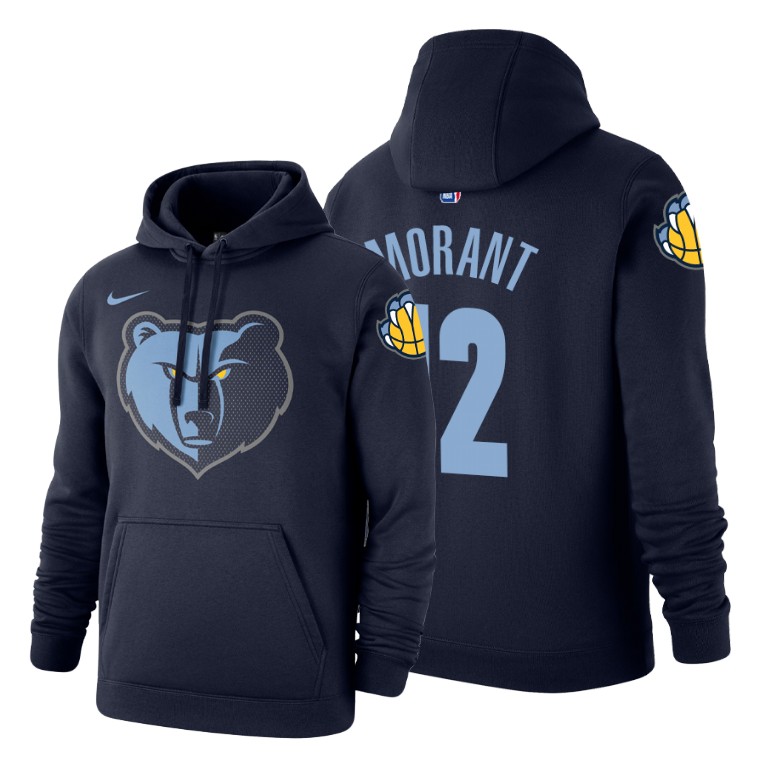 Ja Morant #12 Memphis Grizzlies 2019-20 Icon Navy Pullover Hoodie