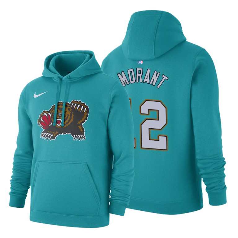 Ja Morant #12 Memphis Grizzlies Hardwood Classics Teal Pullover Hoodie