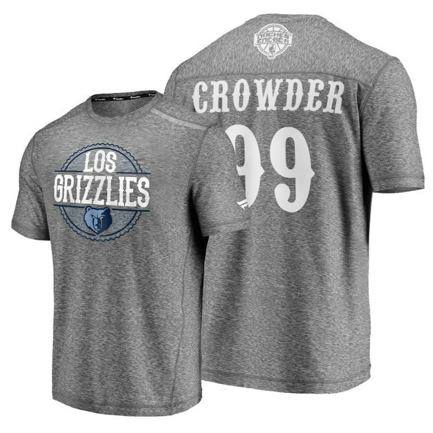Jae Crowder #99 Grizzlies 2020 Latin Night Heritage Heathered Gray T-Shirt