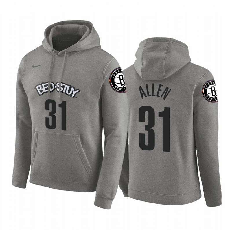 Jarrett Allen #31 Brooklyn Nets 2019-20 City Gray Pullover Hoodie