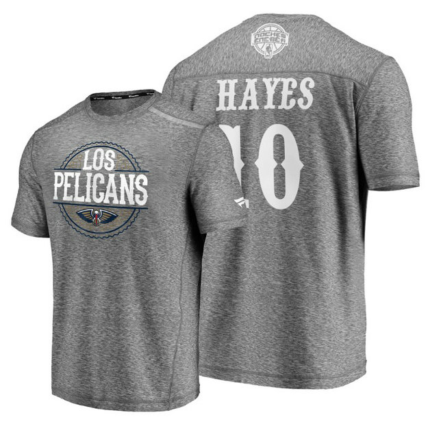 Jaxson Hayes #10 Pelicans 2020 Latin Night Heathered Gray T-Shirt Jaxson Hayes #10 Pelicans 2020 Latin Night Heathered Gray T-Shirt