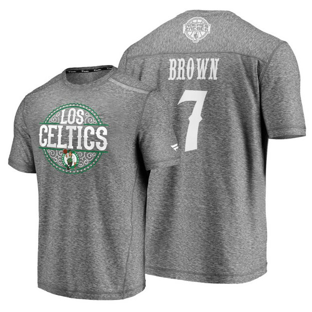 Jaylen Brown #7 Celtics 2020 Latin Night Heritage Heathered Gray T-Shirt Jaylen Brown #7 Celtics 2020 Latin Night Heritage Heathered Gray T-Shirt