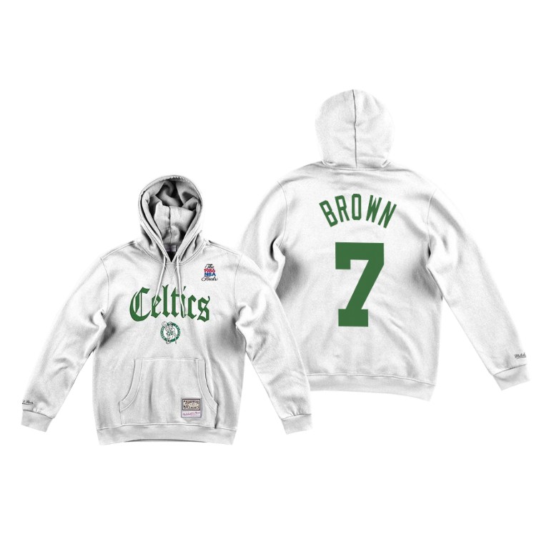 Boston Celtics Jaylen Brown #7 Retro Style White Hoodie Boston Celtics Jaylen Brown #7 Retro Style White Hoodie