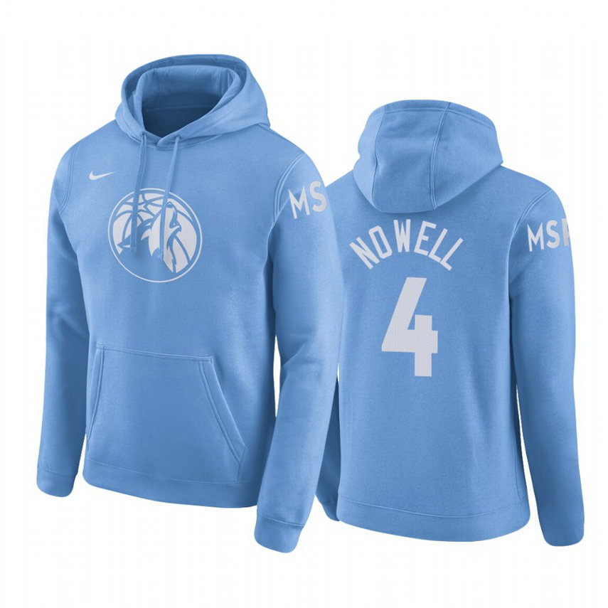 Jaylen Nowell #4 Minnesota Timberwolves 2019-20 City Blue Pullover Hoodie Jaylen Nowell #4 Minnesota Timberwolves 2019-20 City Blue Pullover Hoodie