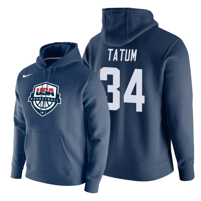 Team USA Jayson Tatum #34 Basketball Club Navy Hoodie