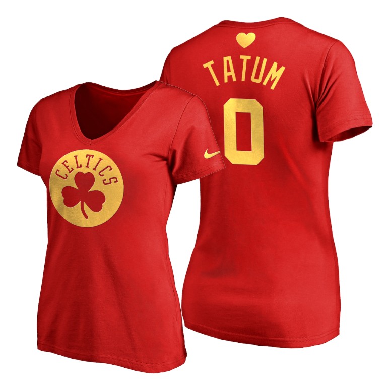 WOMEN Jayson Tatum #0 Celtics 2020 Mother's Day Best Gift Red T-Shirt