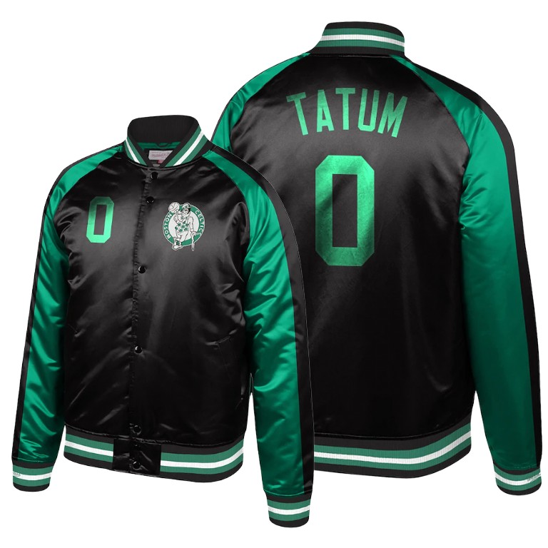Celtics Jayson Tatum Hardwood Classics Colorblock Satin Black Jacket