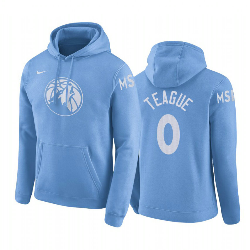 Jeff Teague #0 Minnesota Timberwolves 2019-20 City Blue Pullover Hoodie