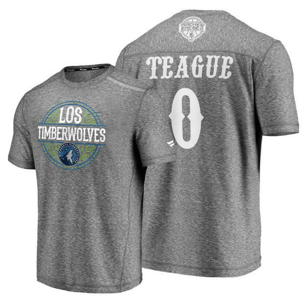 Jeff Teague #0 Timberwolves 2020 Latin Night Heritage Heathered Gray T-Shirt