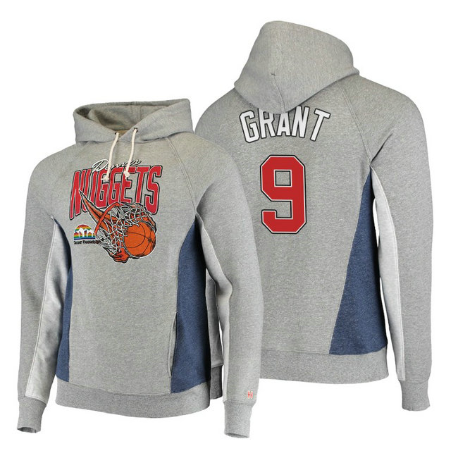 Jerami Grant Denver Nuggets #9 Fire Shoot Gray Hoodie Jerami Grant Denver Nuggets #9 Fire Shoot Gray Hoodie