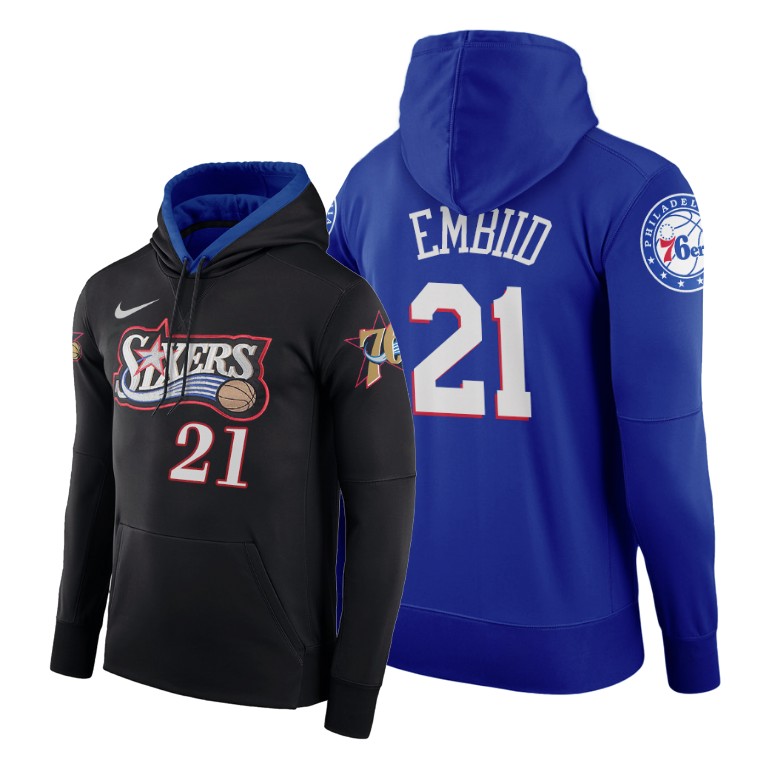 Joel Embiid Philadelphia 76ers 2020 Modern X Classic Black Blue Hoodie