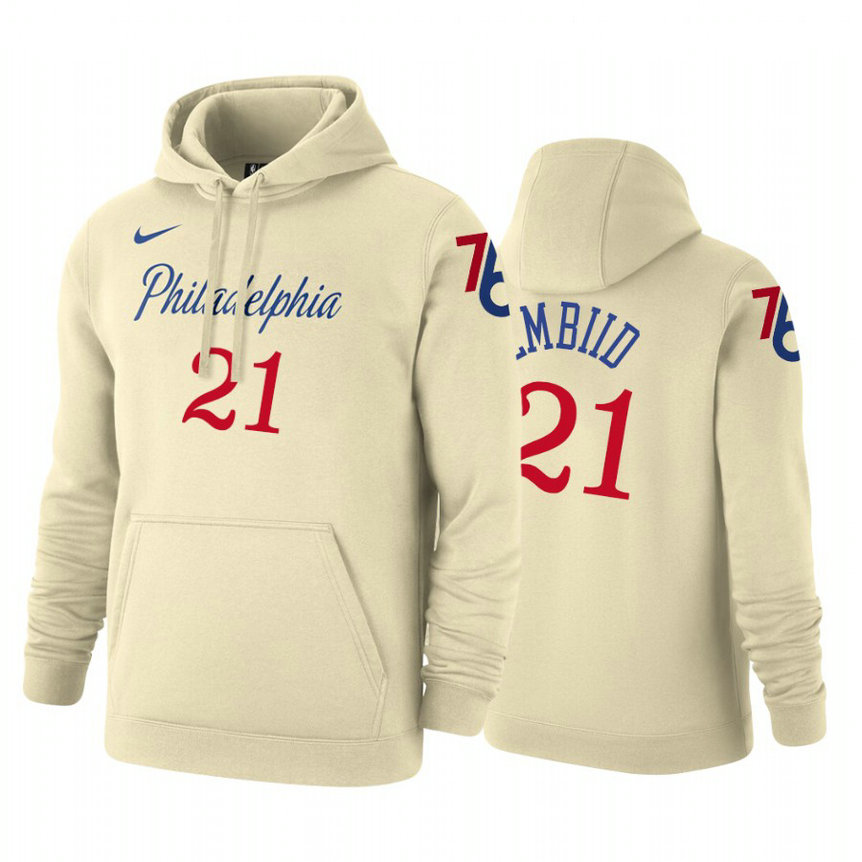 Joel Embiid #21 Philadelphia 76ers 2019-20 City Cream Pullover Hoodie