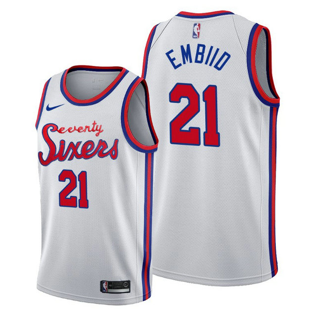Joel Embiid Philadelphia 76ers 2019-20 Classic White Jersey Joel Embiid Philadelphia 76ers 2019-20 Classic White Jersey
