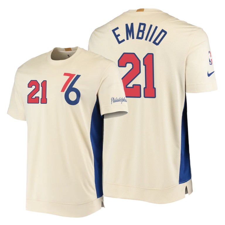 76ers Joel Embiid #21 Cream 2020 City Edition 2.0 T-Shirt