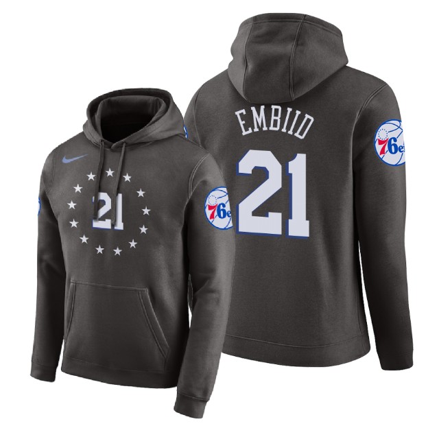 Philadelphia 76ers Joel Embiid #21 Gray 2018 City Edition Hoodie