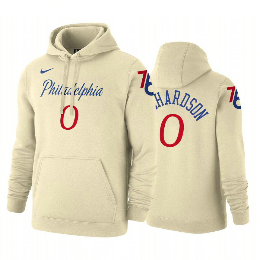 Josh Richardson #0 Philadelphia 76ers 2019-20 City Cream Pullover Hoodie Josh Richardson #0 Philadelphia 76ers 2019-20 City Cream Pullover Hoodie